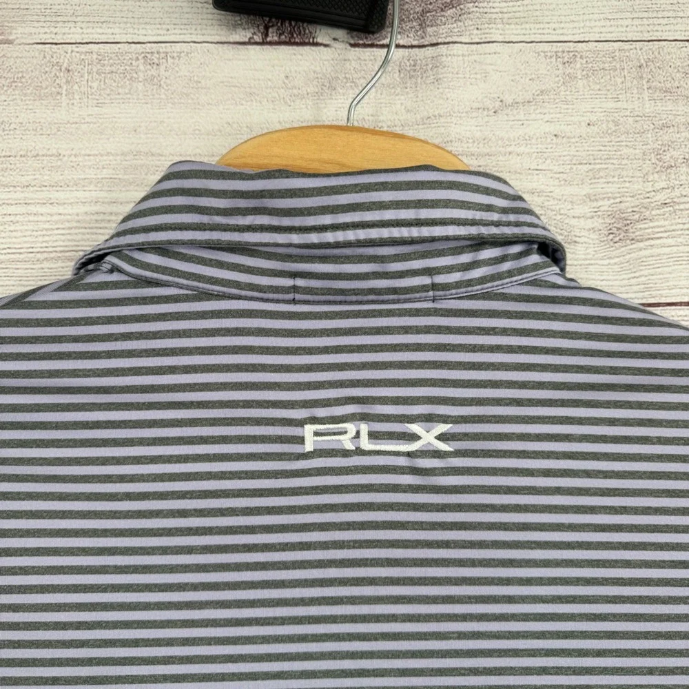 RLX Ralph Lauren‎ Golf Polo Shirt XL Striped Wicking Athletic Performance